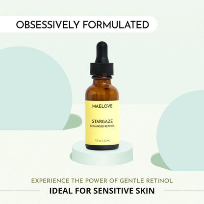 MAELOVE Stargaze Enhanced Retinol Serum – Zeitfreisetzendes 0,25 % Retinol für strahlende Haut, mit Hyaluronsäure, Niacinamid und beruhigenden Botanicals, ideal für empfindliche Haut, hergestellt in den USA