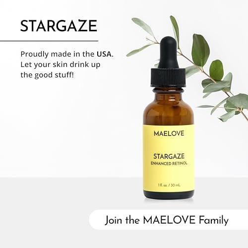 MAELOVE Stargaze Enhanced Retinol Serum – Zeitfreisetzendes 0,25 % Retinol für strahlende Haut, mit Hyaluronsäure, Niacinamid und beruhigenden Botanicals, ideal für empfindliche Haut, hergestellt in den USA