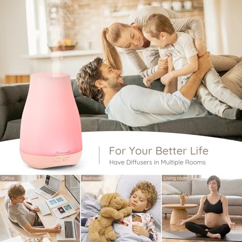 Homeweeks Diffusor, 100 ml Farbiger Aroma-Diffusor mit einstellbarem Nebelmodus, Auto-Off, für Schlafzimmer/Büro/Reise (100 ml, 1 Packung)