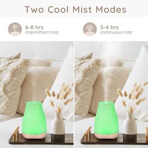 Homeweeks Diffusor, 100 ml Farbiger Aroma-Diffusor mit einstellbarem Nebelmodus, Auto-Off, für Schlafzimmer/Büro/Reise (100 ml, 1 Packung)