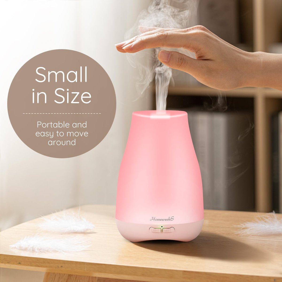 Homeweeks Diffusor, 100 ml Farbiger Aroma-Diffusor mit einstellbarem Nebelmodus, Auto-Off, für Schlafzimmer/Büro/Reise (100 ml, 1 Packung)