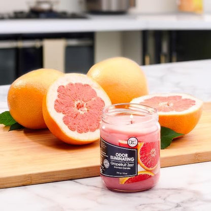 Grapefruit Zest Duftkerze – Geruchsentferner für Tier-, Rauch- und Lebensmittelgerüche – 12 Unzen Premium Sojawachs-Mischung – bis zu 80 Stunden Brenndauer