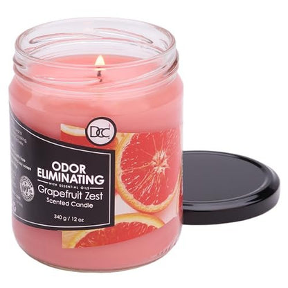 Grapefruit Zest Duftkerze – Geruchsentferner für Tier-, Rauch- und Lebensmittelgerüche – 12 Unzen Premium Sojawachs-Mischung – bis zu 80 Stunden Brenndauer