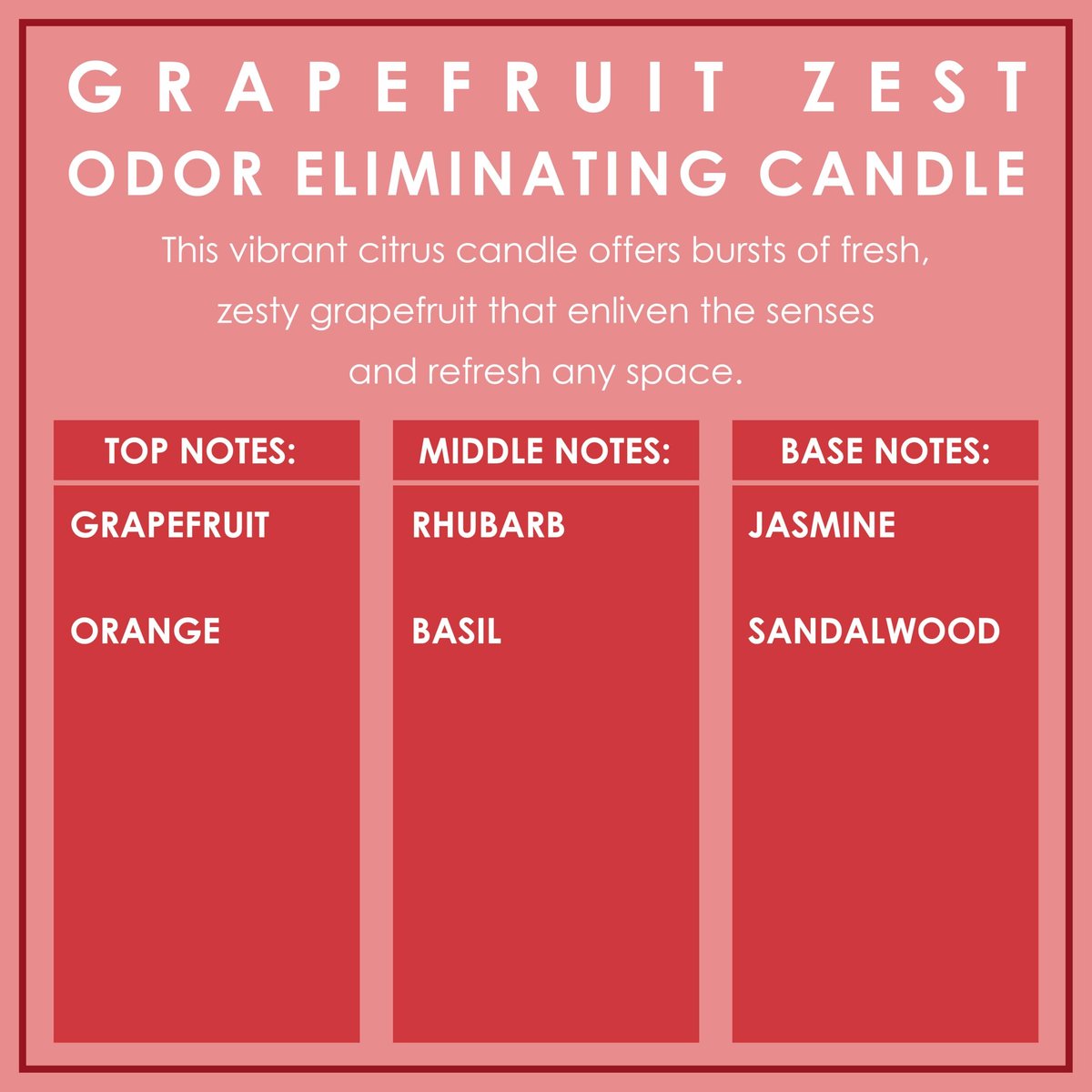 Grapefruit Zest Duftkerze – Geruchsentferner für Tier-, Rauch- und Lebensmittelgerüche – 12 Unzen Premium Sojawachs-Mischung – bis zu 80 Stunden Brenndauer