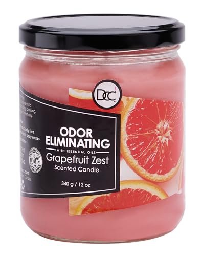 Grapefruit Zest Duftkerze – Geruchsentferner für Tier-, Rauch- und Lebensmittelgerüche – 12 Unzen Premium Sojawachs-Mischung – bis zu 80 Stunden Brenndauer