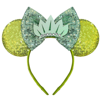 Nahalesy Grüne Micky Maus Ohren Stirnband mit Pailletten für Damen Prinzessin Stirnband für Erwachsene