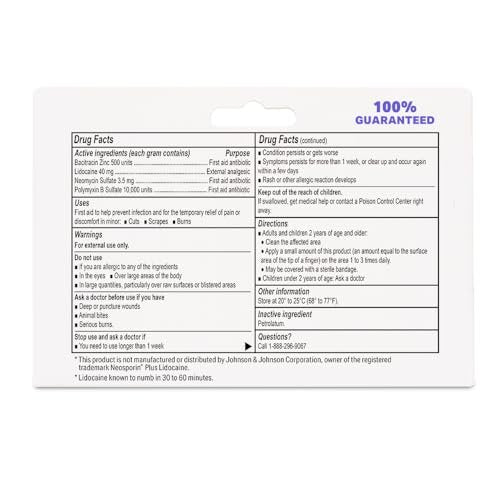 Globe Lidocain Erste Hilfe Antibiotika Salbe (4er-Pack) 1 Oz - Maximale Schmerzlinderung & Infektionsschutz - Betäubt die Haut schnell mit Lidocain - Für Notfälle & Infektionsschutz