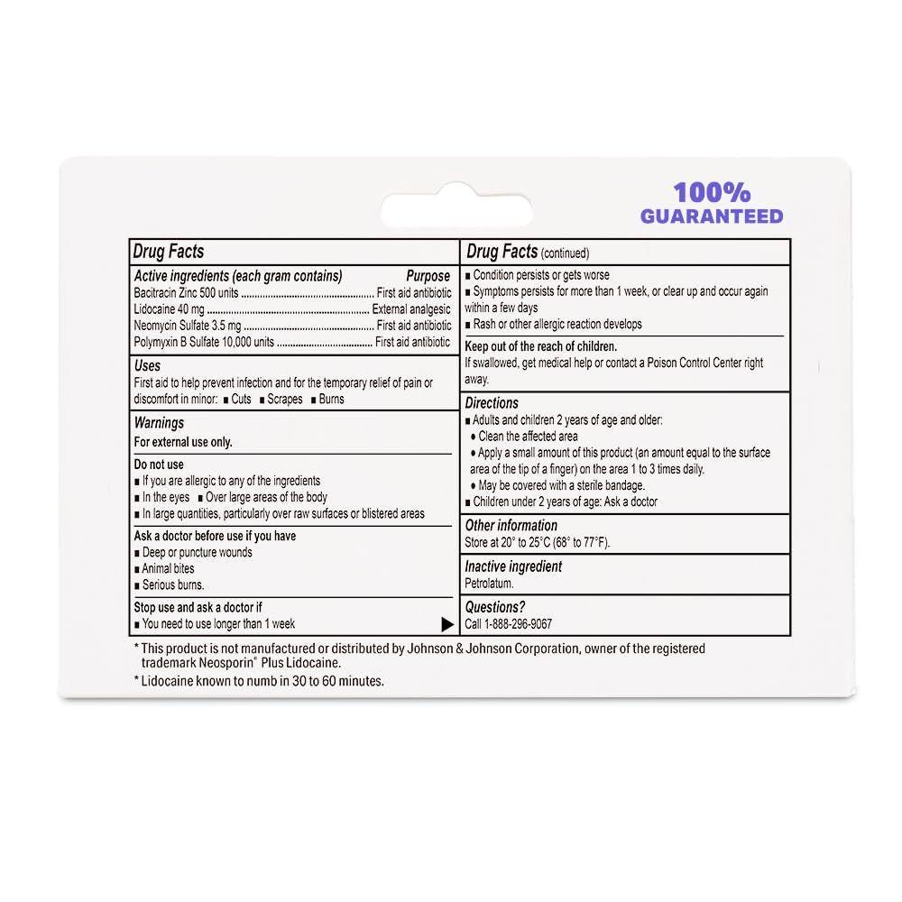 Globe First Aid Antibiotische Salbe + Lidocain (2er-Pack) 1 Unze – Maximalstärke & schnell wirkendes topisches Schmerzmittel, 24-Stunden-Infektionsschutz mit betäubender Wirkung, Bacitracin Zink