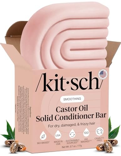Kitsch Rizinusöl Conditioner Bar - Feuchtigkeitsspendende Haarpflege - Organischer Rizinusöl Conditioner für Haarwachstum & Kopfhautpflege - Silikon- & Parabenfrei, Vegan, Hergestellt in USA - 77 g