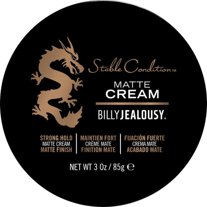 Billy Jealousy Stable Condition Matte Cream für Männer – Natürlicher Halt, matter Finish, wasserbasiert, nacharbeitbar, Vanille & Weißer Moschus Duft, 85 g