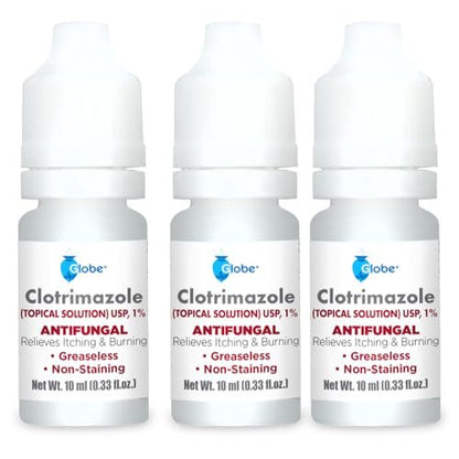 Globe Clotrimazol 1% Antimykotische Lösung gegen Fußpilz, Juckreiz und Ringelflechte – 3er-Pack (3×10 ml)