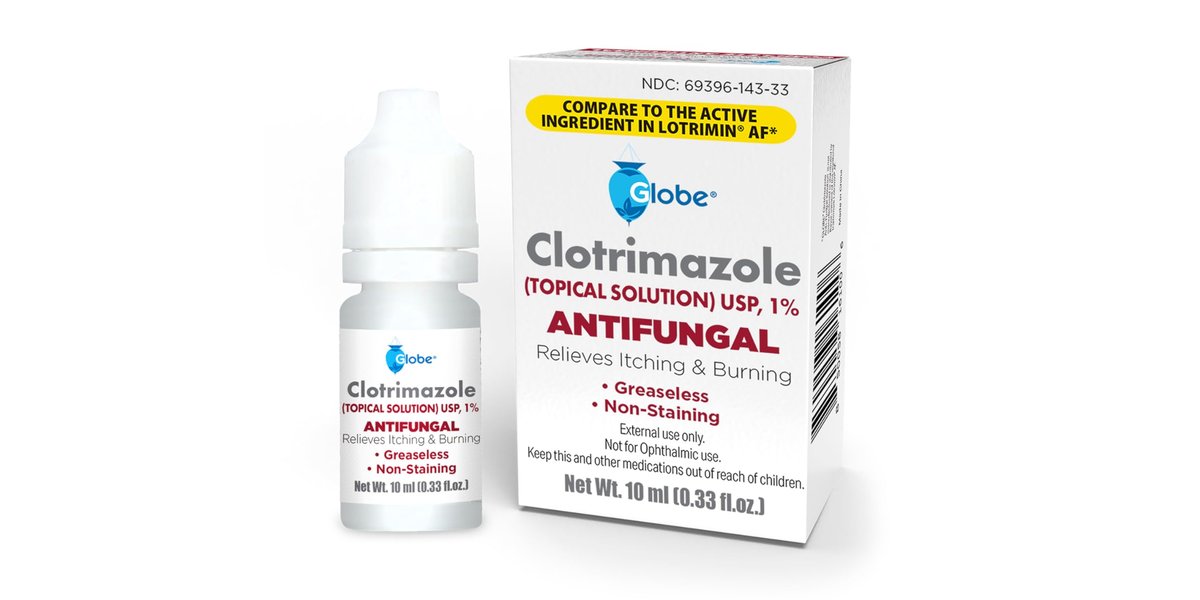 Globe Clotrimazol 1% Antimykotische Lösung gegen Fußpilz, Juckreiz und Ringelflechte – 3er-Pack (3×10 ml)