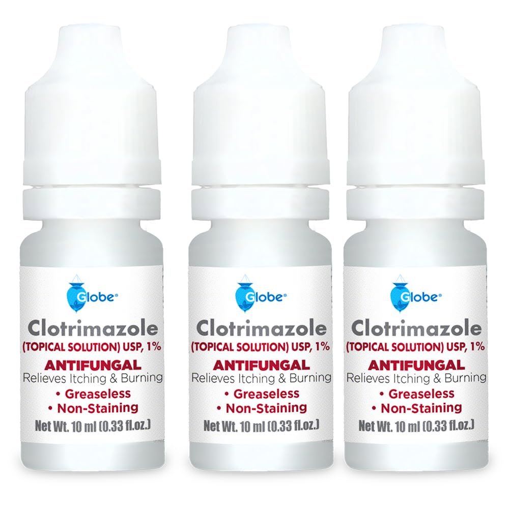 Globe Clotrimazol 1% Antimykotische Lösung gegen Fußpilz, Juckreiz und Ringelflechte – 3er-Pack (3×10 ml)