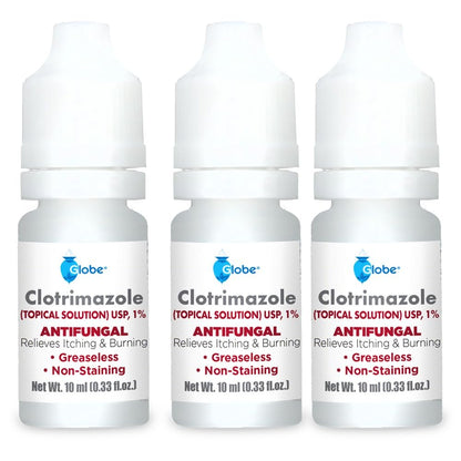 Globe Clotrimazol 1% Antimykotische Lösung gegen Fußpilz, Juckreiz und Ringelflechte – 3er-Pack (3×10 ml)