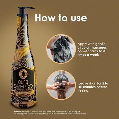 OURO Black Shampoo Tönendes Shampoo für dunkelbraunes und schwarzes Haar, 33,8 oz (1000 ml)