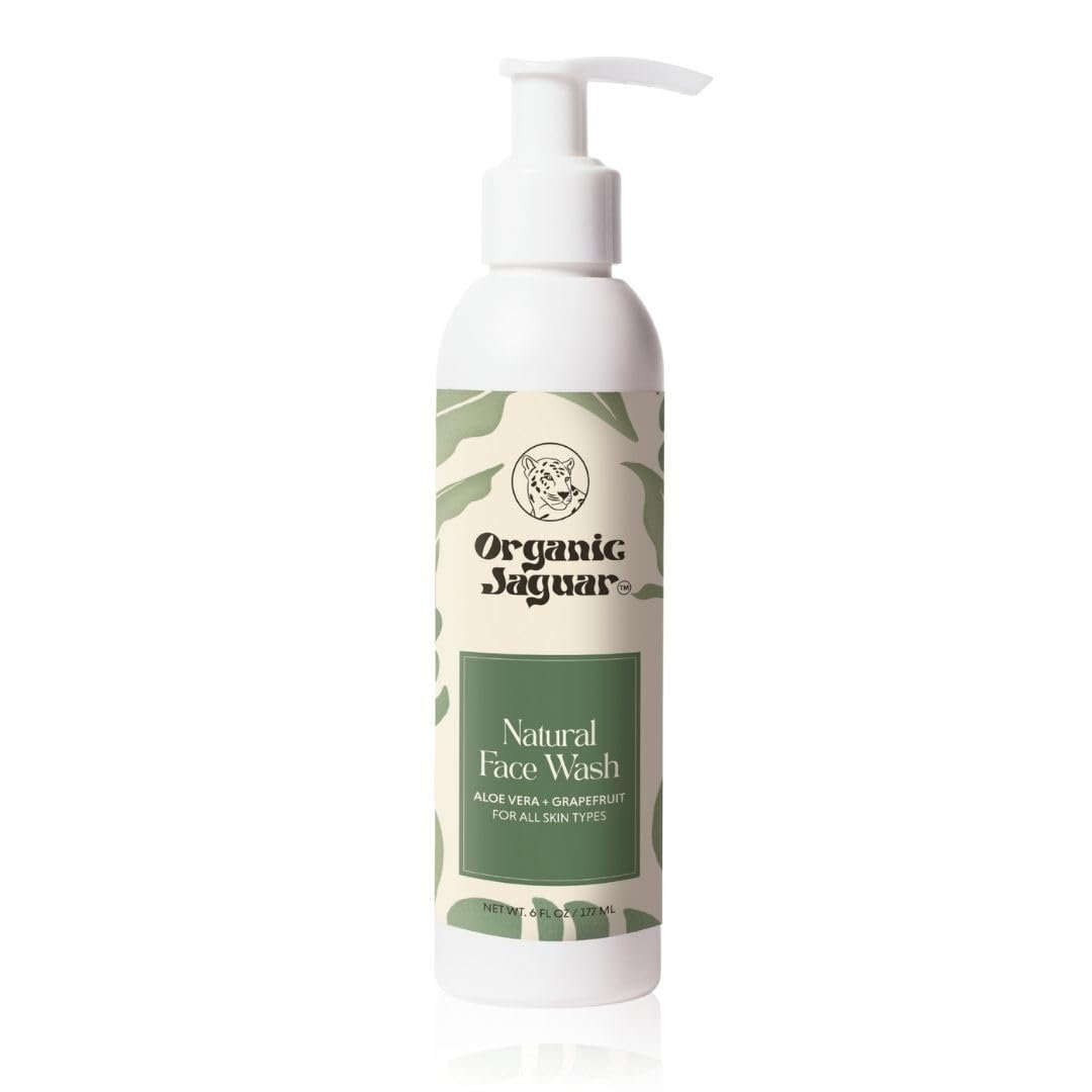 Organic Jaguar Aloe Vera & Grapefruit Gesichtsreiniger – Make-up Entferner, feuchtigkeitsspendend mit Hyaluronsäure, für ölige bis normale Haut, 2 x 177 ml