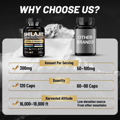 Fubienfit Shilajit Kapseln – Premium Shilajit für Männer mit Ashwagandha, Ginseng und Fulvinsäure – 120 Kapseln