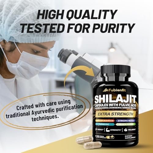 Fubienfit Shilajit Kapseln – Premium Shilajit für Männer mit Ashwagandha, Ginseng und Fulvinsäure – 120 Kapseln