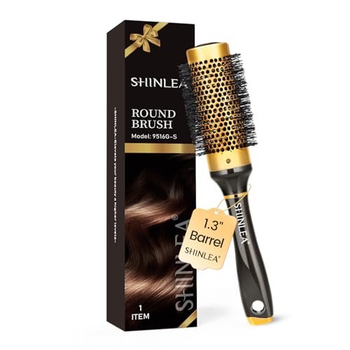 Kleine runde Haarbürste für kurze Haare, Aluminium-Rollerbürste zum Föhnen, Salon-Haarbürsten für Frauen für lockiges und glattes Haar – 3,3 cm Zylinder, 4,8 cm mit Borsten