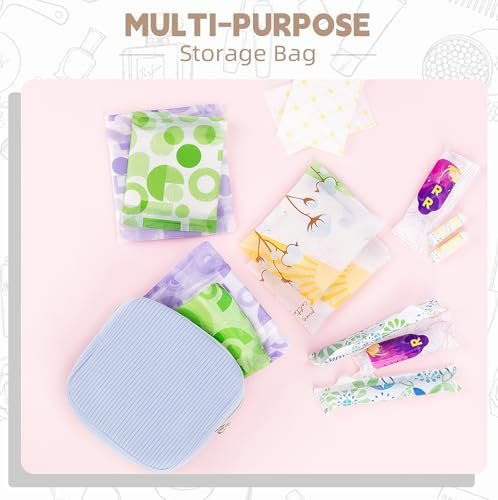 Playexen Period Bag für Mädchen – Cord Damenhygiene Aufbewahrungstasche, Menstruations Tampon Halter für Handtasche (Blau)