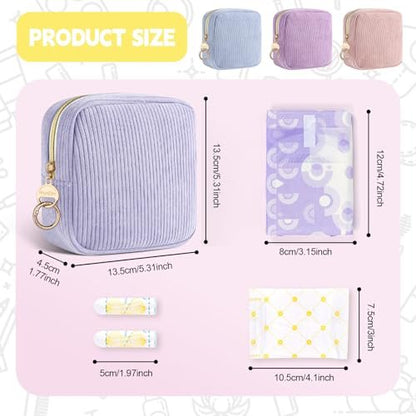 Playexen Period Bag für Mädchen – Cord Damenhygiene Aufbewahrungstasche, Menstruations Tampon Halter für Handtasche (Blau)