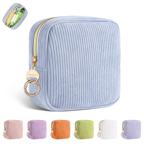 Playexen Period Bag für Mädchen – Cord Damenhygiene Aufbewahrungstasche, Menstruations Tampon Halter für Handtasche (Blau)