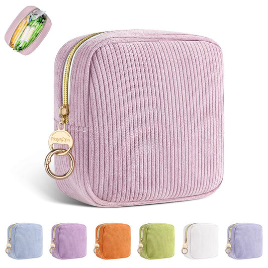Playexen Period Bag für Teenager-Mädchen – Cord Damenbinden Aufbewahrungstasche, Menstruationspad Beutel Tamponhalter für die Handtasche (Pink)