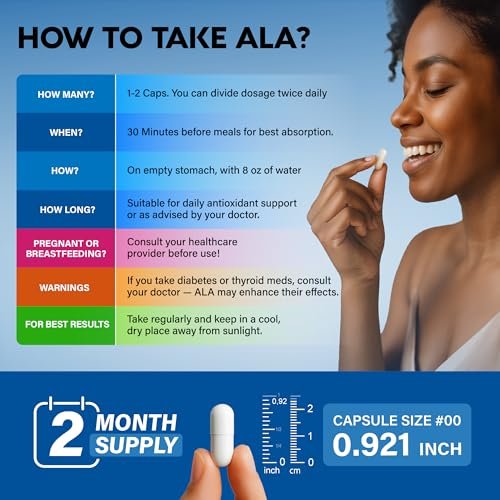Alpha-Liponsäure 600mg - ALA Nahrungsergänzungsmittel Antioxidans für Nerven-, Energie- und Stoffwechselunterstützung - Extra stark mit Benfotiamin, B1 & B12 - Labor getestet, NON-GMO & Vegan - 120 Kapseln, 2 Monatsvorrat
