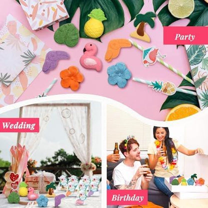 Lounsweer 48 Stücke Hawaiian Luau Party Geschenke – Tropische Badebomben mit Flamingo & Ananas in Organza-Beuteln, Sommerferien-Geschenke, Geburtstags- & Hochzeitsparty-Geschenke