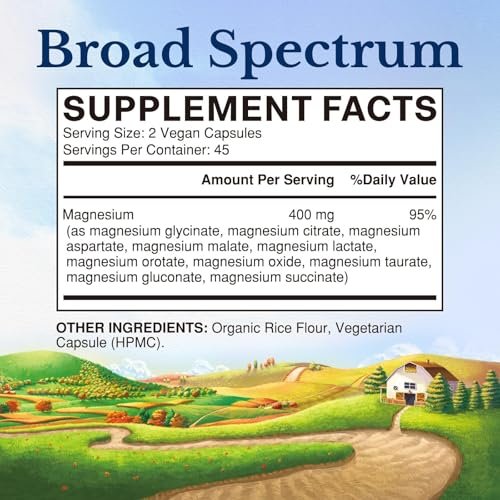 Vitalitown 10-in-1 Magnesium-Komplex – 400 mg elementares Magnesium mit Glycinat, Citrat, Malat, Taurat u.v.m. – für Schlaf, Herz, Energie – Vegan, Non-GMO, 90 Kapseln