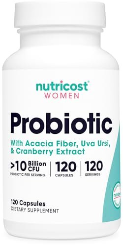 Nutricost Probiotikum für Frauen 10 Milliarden KBE, 120 Kapseln – Komplex mit Akazienfaser, Bärentraube und Cranberry-Extrakt, Non-GMO & Glutenfrei