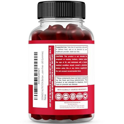 Berberine Gummis mit Ceylon-Zimt (1.200 mg) – Premium zuckerfreie Berberine Ceylon Zimt Ergänzung für Erwachsene – Drittanbieter getestet, Non-GMO & Hergestellt in den USA – 60 kaubare Gummis
