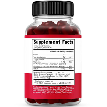 Berberine Gummis mit Ceylon-Zimt (1.200 mg) – Premium zuckerfreie Berberine Ceylon Zimt Ergänzung für Erwachsene – Drittanbieter getestet, Non-GMO & Hergestellt in den USA – 60 kaubare Gummis