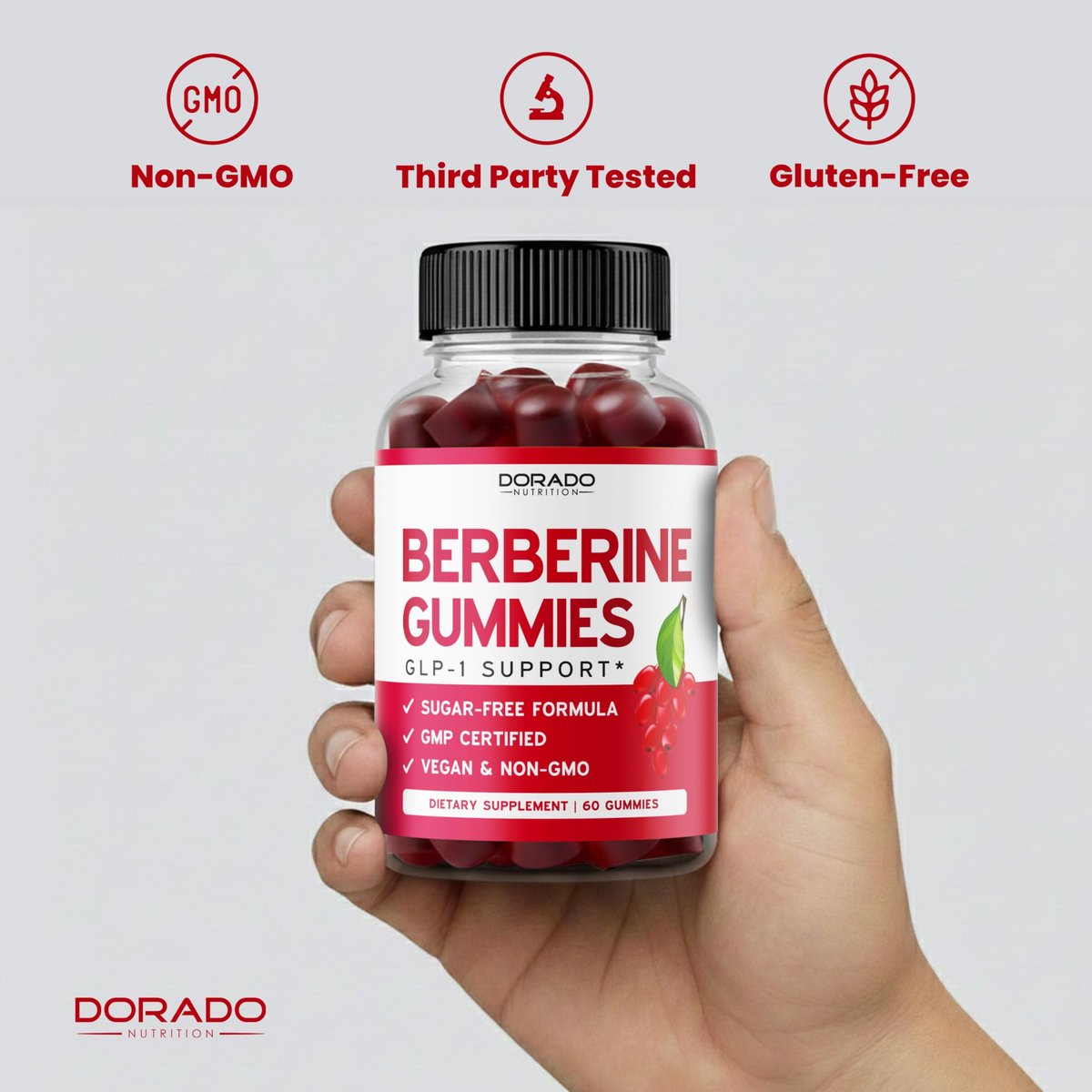Berberine Gummis mit Ceylon-Zimt (1.200 mg) – Premium zuckerfreie Berberine Ceylon Zimt Ergänzung für Erwachsene – Drittanbieter getestet, Non-GMO & Hergestellt in den USA – 60 kaubare Gummis