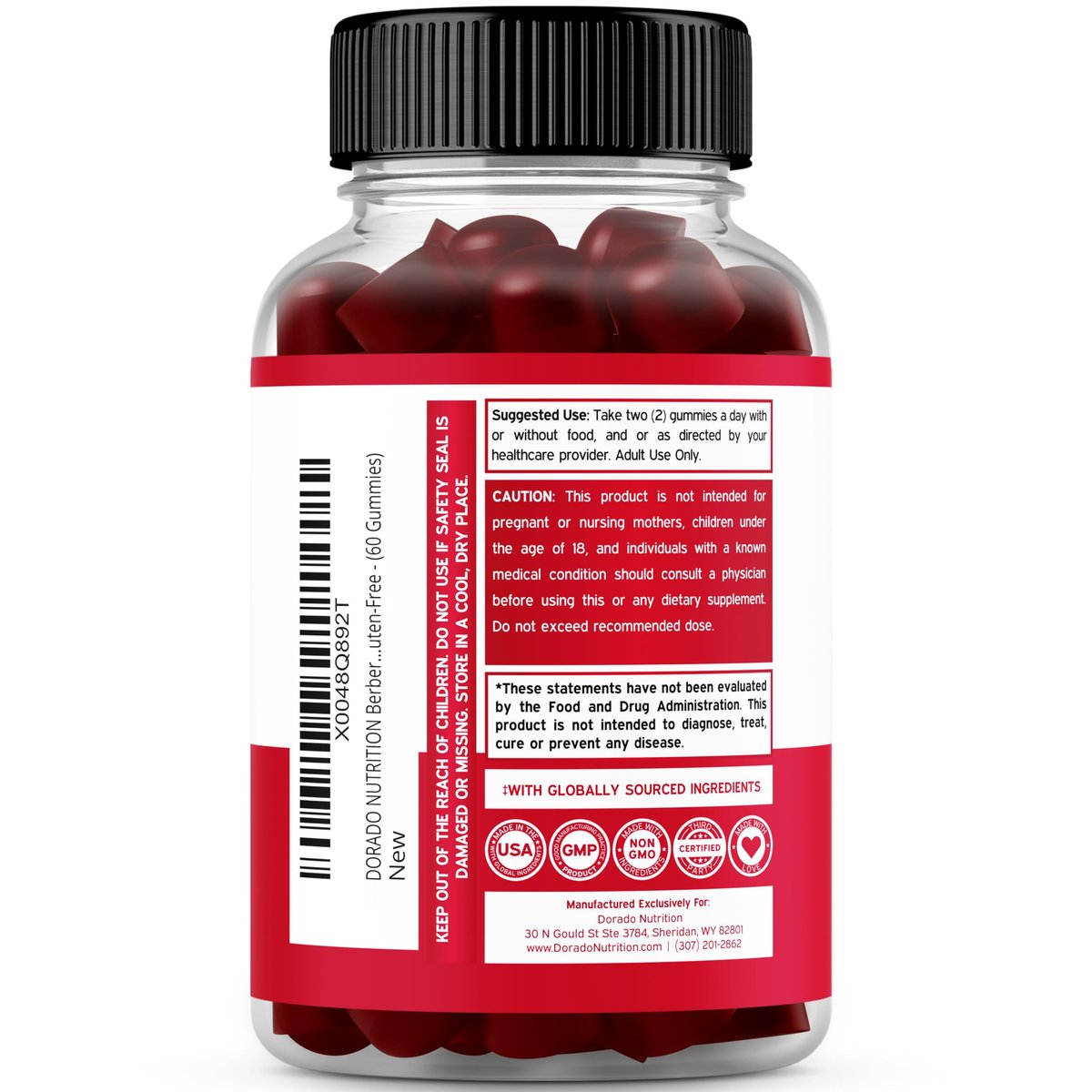 Berberine Gummis mit Ceylon-Zimt (1.200 mg) – Premium zuckerfreie Berberine Ceylon Zimt Ergänzung für Erwachsene – Drittanbieter getestet, Non-GMO & Hergestellt in den USA – 60 kaubare Gummis