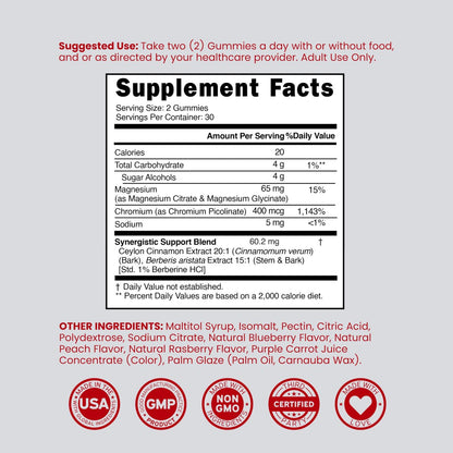 Berberine Gummis mit Ceylon-Zimt (1.200 mg) – Premium zuckerfreie Berberine Ceylon Zimt Ergänzung für Erwachsene – Drittanbieter getestet, Non-GMO & Hergestellt in den USA – 60 kaubare Gummis