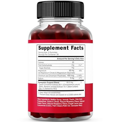 Berberine Gummis mit Ceylon-Zimt (1.200 mg) – Premium zuckerfreie Berberine Ceylon Zimt Ergänzung für Erwachsene – Drittanbieter getestet, Non-GMO & Hergestellt in den USA – 60 kaubare Gummis