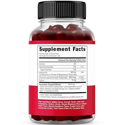 Berberine Gummis mit Ceylon-Zimt (1.200 mg) – Premium zuckerfreie Berberine Ceylon Zimt Ergänzung für Erwachsene – Drittanbieter getestet, Non-GMO & Hergestellt in den USA – 60 kaubare Gummis