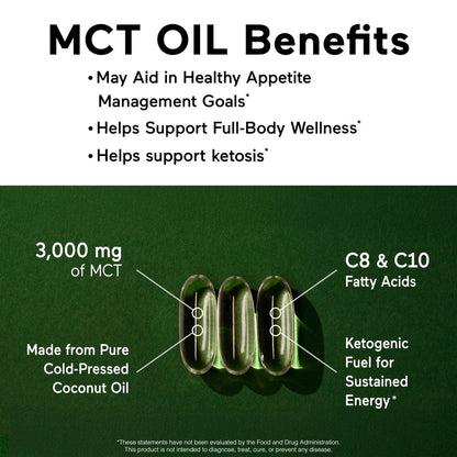 SMARTERNUTRITION MCT Öl Kapseln C8 und C10 - Keton-Brennstoff für Gehirn & Körper, anhaltende Energie - aus kaltgepresster Kokosnuss, Palm & glutenfrei, Nicht-GVO - 90 Kapseln - 30-Tage-Vorrat