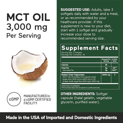 SMARTERNUTRITION MCT Öl Kapseln C8 und C10 - Keton-Brennstoff für Gehirn & Körper, anhaltende Energie - aus kaltgepresster Kokosnuss, Palm & glutenfrei, Nicht-GVO - 90 Kapseln - 30-Tage-Vorrat