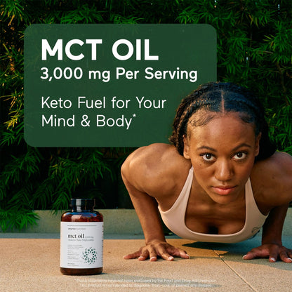 SMARTERNUTRITION MCT Öl Kapseln C8 und C10 - Keton-Brennstoff für Gehirn & Körper, anhaltende Energie - aus kaltgepresster Kokosnuss, Palm & glutenfrei, Nicht-GVO - 90 Kapseln - 30-Tage-Vorrat