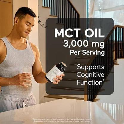 SMARTERNUTRITION MCT Öl Kapseln C8 und C10 - Keton-Brennstoff für Gehirn & Körper, anhaltende Energie - aus kaltgepresster Kokosnuss, Palm & glutenfrei, Nicht-GVO - 90 Kapseln - 30-Tage-Vorrat
