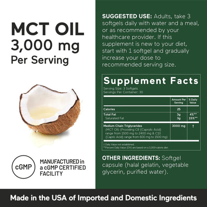 SMARTERNUTRITION MCT Öl Kapseln C8 und C10 - Keton-Brennstoff für Gehirn & Körper, anhaltende Energie - aus kaltgepresster Kokosnuss, Palm & glutenfrei, Nicht-GVO - 90 Kapseln - 30-Tage-Vorrat