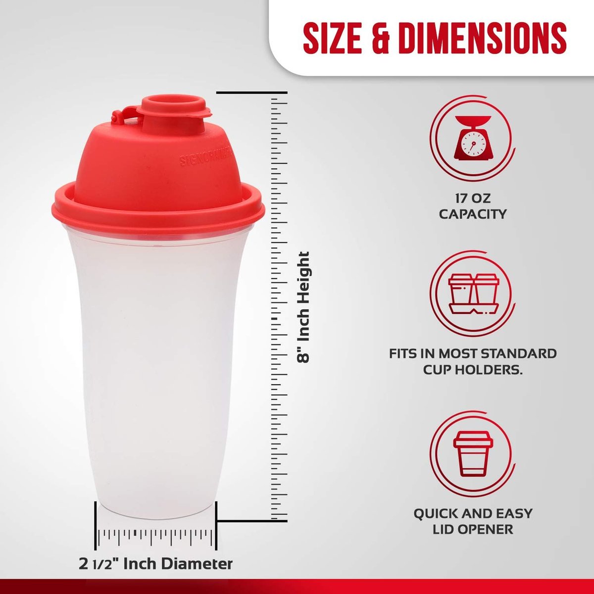 SIGNORA WARE Shaker Flasche 17 Unzen – Protein-Shaker-Becher aus Kunststoff für Mahlzeitenersatz-Shakes, Smoothies, Dressings, Saucen, Margarita und mehr