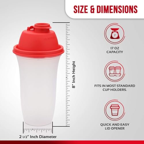 SIGNORA WARE Shaker Flasche 17 Unzen – Protein-Shaker-Becher aus Kunststoff für Mahlzeitenersatz-Shakes, Smoothies, Dressings, Saucen, Margarita und mehr