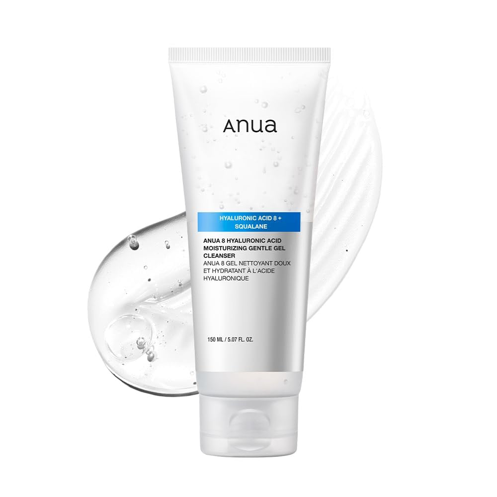 ANUA Feuchtigkeitsspendender sanfter Gel-Reiniger – Hyaluronsäure, Squalan, Ceramid – Gesichtsreiniger für tägliche Feuchtigkeitspflege – pH-ausgeglichener koreanischer Reinigungsschaum (150 ml)
