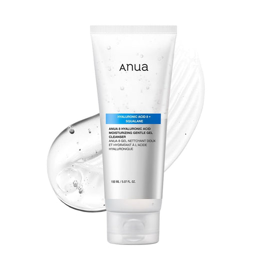 ANUA Feuchtigkeitsspendender sanfter Gel-Reiniger – Hyaluronsäure, Squalan, Ceramid – Gesichtsreiniger für tägliche Feuchtigkeitspflege – pH-ausgeglichener koreanischer Reinigungsschaum (150 ml)