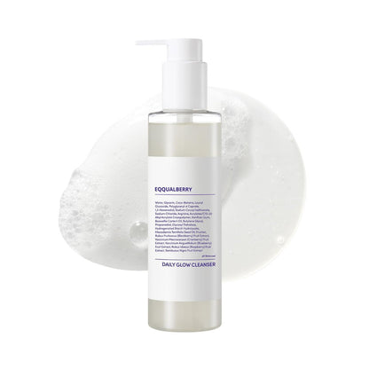EQQUALBERRY pH Balanced Daily Glow Gel Cleanser 7.1 fl oz (210 ml) – Feuchtigkeitsspendende Reinigung, Koreanische Hautpflege, EWG Green
