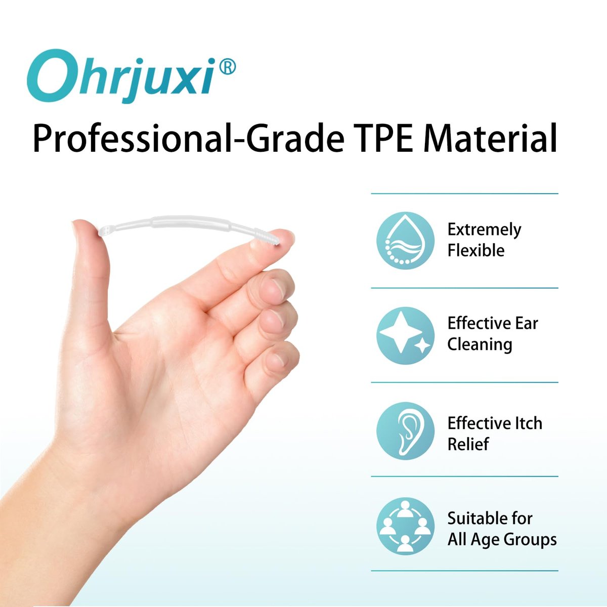 Ohrjuxi Ohrenschmalz-Entfernungswerkzeug – 201-teiliges Set wiederverwendbarer Ohrreiniger aus professionellem TPE, effektiv und sanft, geeignet für alle Ohrentypen (3 Stile)