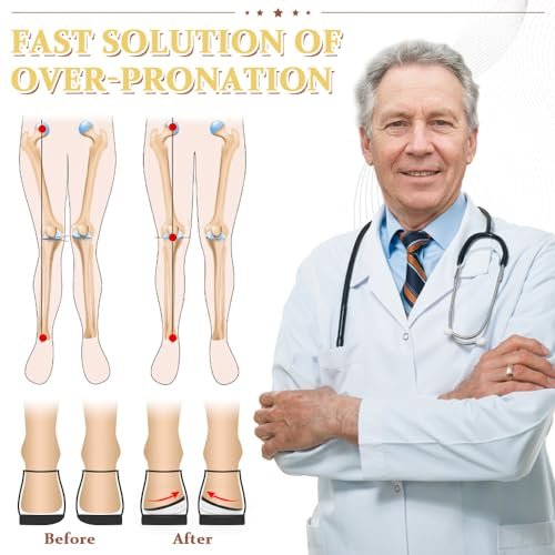 BIGGCOOL Korrektur-Einlegesohlen für Supination & Überpronation, Orthopädische Keilsohlen für Fußausrichtung, O-Beine, Knieschmerzen (Schwarz-3 Schichten, L: Damen 8-12/Herren 7.5-13)
